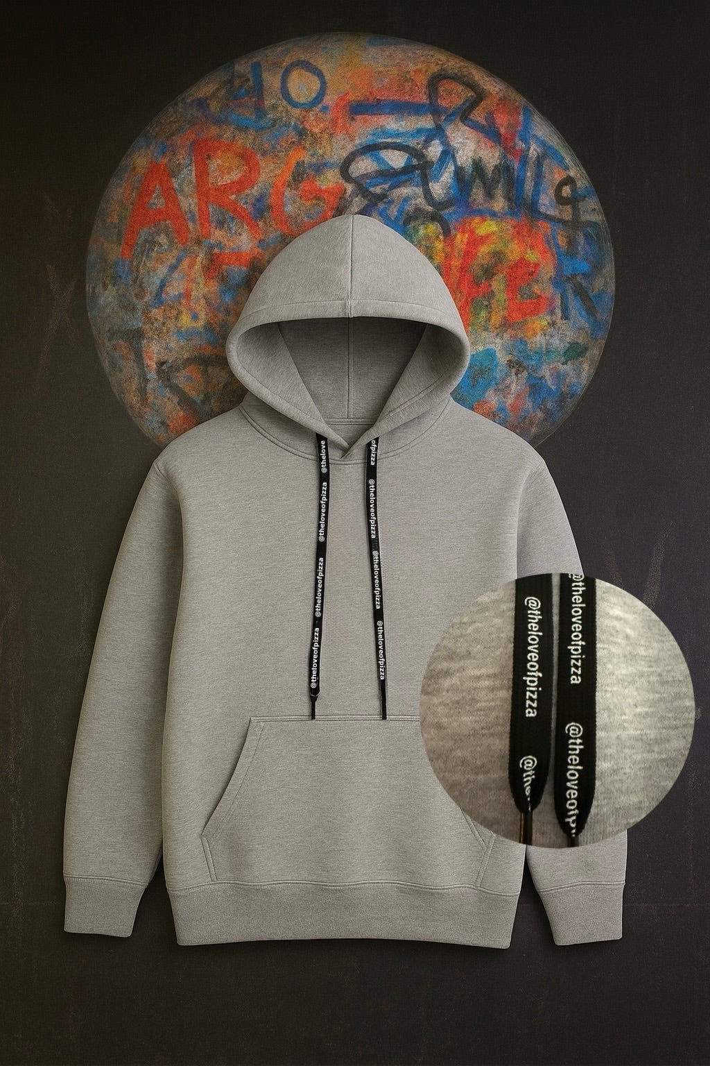 Solid Grey Hoodie with Logo on Strings